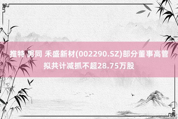 推特 男同 禾盛新材(002290.SZ)部分董事高管拟共计减抓不超28.75万股