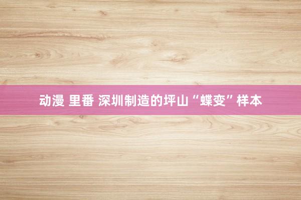 动漫 里番 深圳制造的坪山“蝶变”样本
