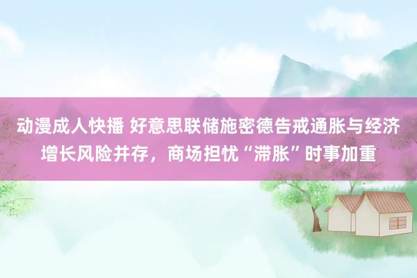 动漫成人快播 好意思联储施密德告戒通胀与经济增长风险并存，商场担忧“滞胀”时事加重